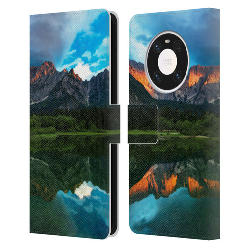 Patrik Lovrin Magical Lakes Burning Sunset Over Mountains Leather Book Wallet Case Cover For Huawei Mate 40 Pro 5G