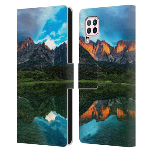 Patrik Lovrin Magical Lakes Burning Sunset Over Mountains Leather Book Wallet Case Cover For Huawei Nova 6 SE / P40 Lite