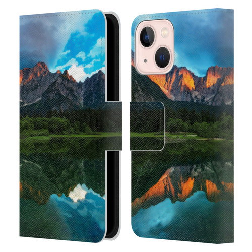 Patrik Lovrin Magical Lakes Burning Sunset Over Mountains Leather Book Wallet Case Cover For Apple iPhone 13 Mini