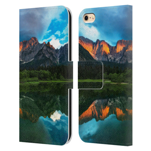 Patrik Lovrin Magical Lakes Burning Sunset Over Mountains Leather Book Wallet Case Cover For Apple iPhone 6 / iPhone 6s