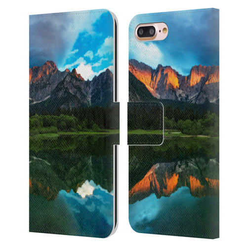 Patrik Lovrin Magical Lakes Burning Sunset Over Mountains Leather Book Wallet Case Cover For Apple iPhone 7 Plus / iPhone 8 Plus