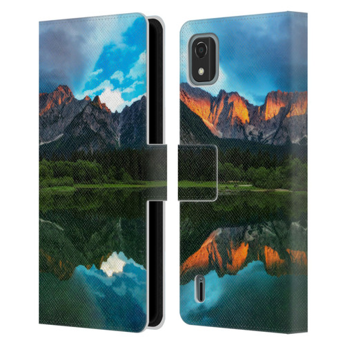 Patrik Lovrin Magical Lakes Burning Sunset Over Mountains Leather Book Wallet Case Cover For Nokia C2 2nd Edition