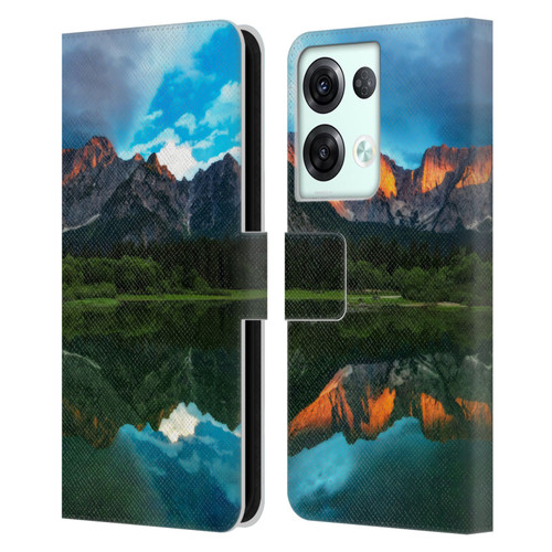 Patrik Lovrin Magical Lakes Burning Sunset Over Mountains Leather Book Wallet Case Cover For OPPO Reno8 Pro