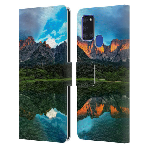 Patrik Lovrin Magical Lakes Burning Sunset Over Mountains Leather Book Wallet Case Cover For Samsung Galaxy A21s (2020)