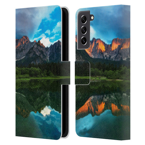 Patrik Lovrin Magical Lakes Burning Sunset Over Mountains Leather Book Wallet Case Cover For Samsung Galaxy S21 FE 5G