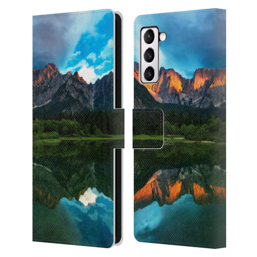 Patrik Lovrin Magical Lakes Burning Sunset Over Mountains Leather Book Wallet Case Cover For Samsung Galaxy S21+ 5G