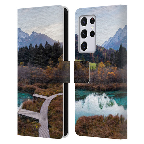 Patrik Lovrin Magical Lakes Zelenci, Slovenia In Autumn Leather Book Wallet Case Cover For Samsung Galaxy S21 Ultra 5G
