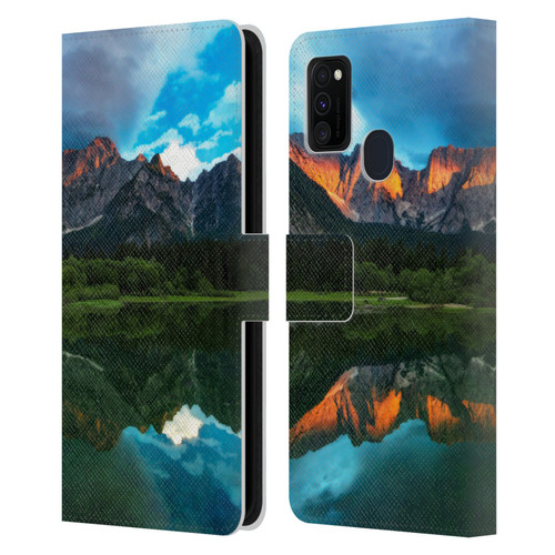 Patrik Lovrin Magical Lakes Burning Sunset Over Mountains Leather Book Wallet Case Cover For Samsung Galaxy M30s (2019)/M21 (2020)