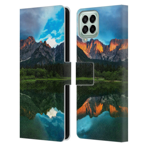 Patrik Lovrin Magical Lakes Burning Sunset Over Mountains Leather Book Wallet Case Cover For Samsung Galaxy M53 (2022)