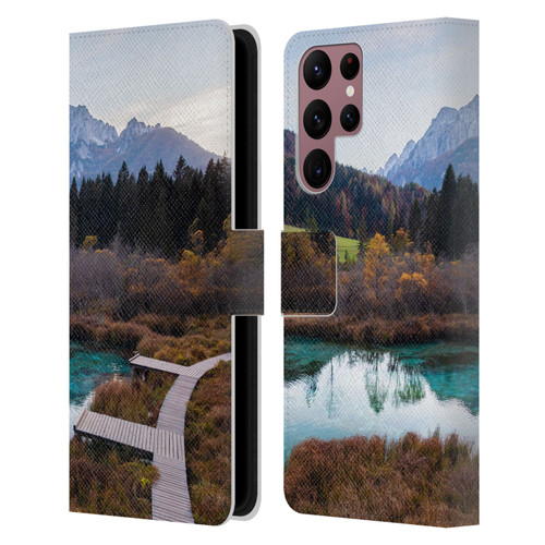 Patrik Lovrin Magical Lakes Zelenci, Slovenia In Autumn Leather Book Wallet Case Cover For Samsung Galaxy S22 Ultra 5G