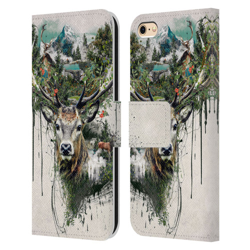 Riza Peker Animal Abstract Deer Wilderness Leather Book Wallet Case Cover For Apple iPhone 6 / iPhone 6s