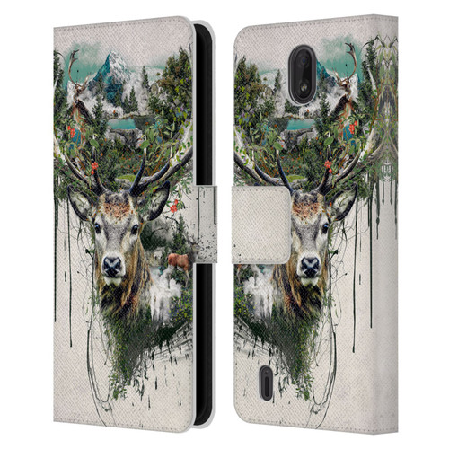 Riza Peker Animal Abstract Deer Wilderness Leather Book Wallet Case Cover For Nokia C01 Plus/C1 2nd Edition