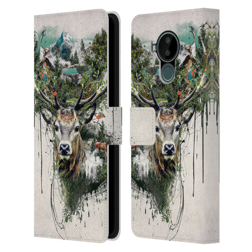 Riza Peker Animal Abstract Deer Wilderness Leather Book Wallet Case Cover For Nokia C30