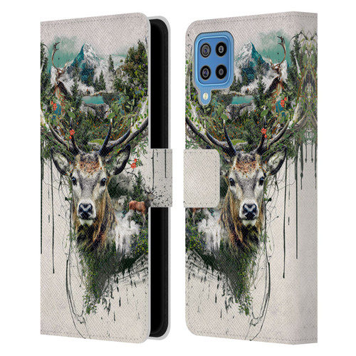 Riza Peker Animal Abstract Deer Wilderness Leather Book Wallet Case Cover For Samsung Galaxy F22 (2021)