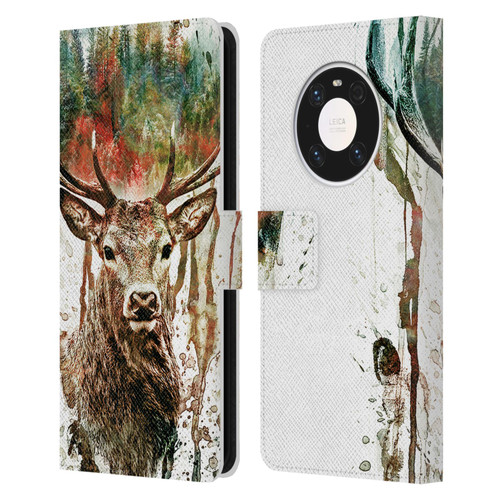 Riza Peker Animals Deer Leather Book Wallet Case Cover For Huawei Mate 40 Pro 5G
