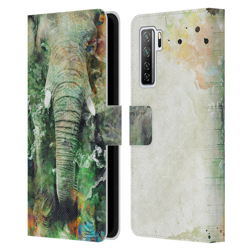 Riza Peker Animals Elephant Leather Book Wallet Case Cover For Huawei Nova 7 SE/P40 Lite 5G