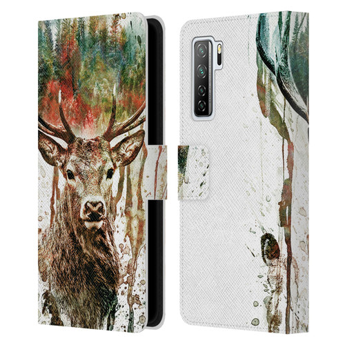 Riza Peker Animals Deer Leather Book Wallet Case Cover For Huawei Nova 7 SE/P40 Lite 5G