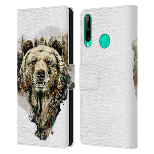 Riza Peker Animals Bear Leather Book Wallet Case Cover For Huawei P40 lite E