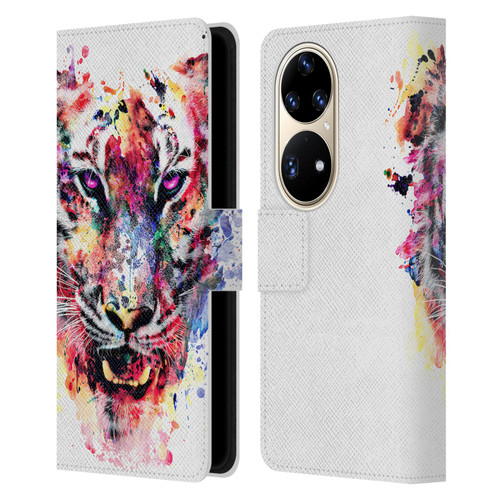 Riza Peker Animals Eye Of The Tiger Leather Book Wallet Case Cover For Huawei P50 Pro