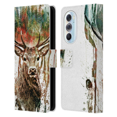 Riza Peker Animals Deer Leather Book Wallet Case Cover For Motorola Edge X30