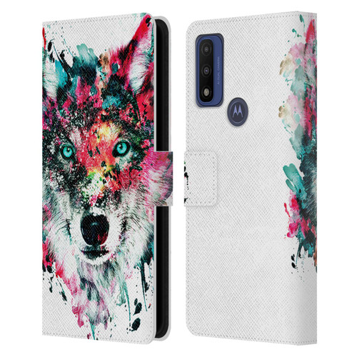 Riza Peker Animals Wolf Leather Book Wallet Case Cover For Motorola G Pure