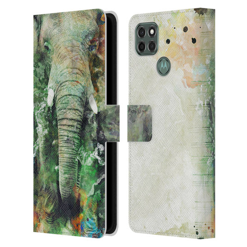 Riza Peker Animals Elephant Leather Book Wallet Case Cover For Motorola Moto G9 Power