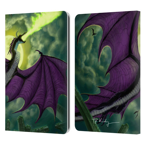 Piya Wannachaiwong Black Dragons Full Moon Leather Book Wallet Case Cover For Amazon Kindle Paperwhite 1 / 2 / 3