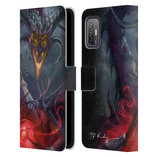 Piya Wannachaiwong Black Dragons Enchanted Leather Book Wallet Case Cover For HTC Desire 21 Pro 5G