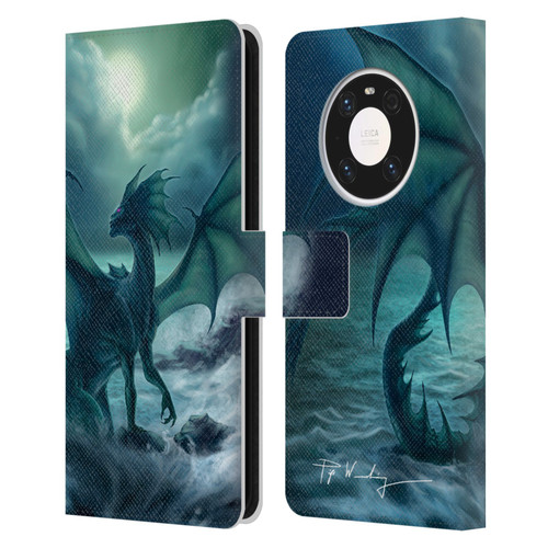 Piya Wannachaiwong Black Dragons Dark Waves Leather Book Wallet Case Cover For Huawei Mate 40 Pro 5G