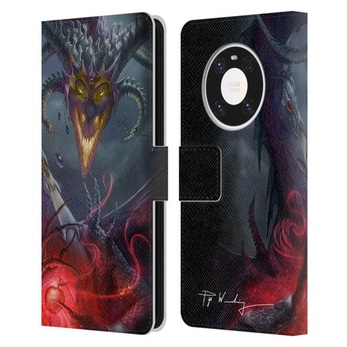 Piya Wannachaiwong Black Dragons Enchanted Leather Book Wallet Case Cover For Huawei Mate 40 Pro 5G