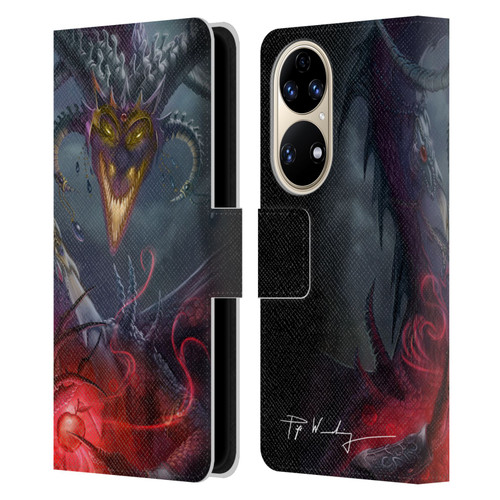Piya Wannachaiwong Black Dragons Enchanted Leather Book Wallet Case Cover For Huawei P50