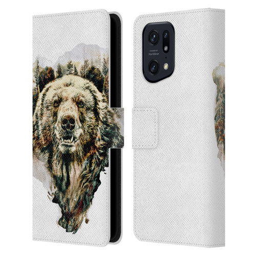 Riza Peker Animals Bear Leather Book Wallet Case Cover For OPPO Find X5 Pro