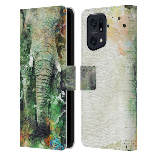 Riza Peker Animals Elephant Leather Book Wallet Case Cover For OPPO Find X5 Pro