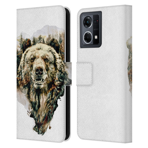 Riza Peker Animals Bear Leather Book Wallet Case Cover For OPPO Reno8 4G