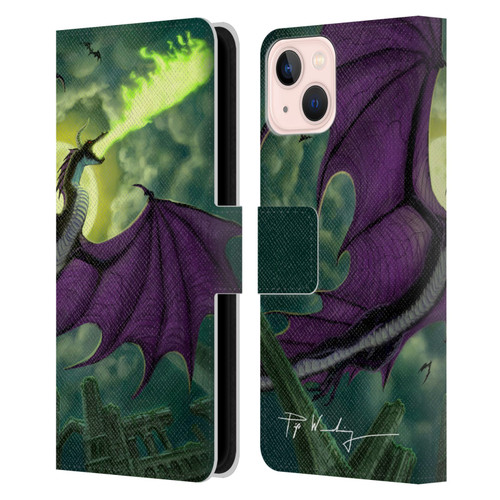 Piya Wannachaiwong Black Dragons Full Moon Leather Book Wallet Case Cover For Apple iPhone 13