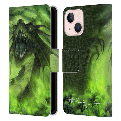 Piya Wannachaiwong Black Dragons Among Skulls Leather Book Wallet Case Cover For Apple iPhone 13 Mini