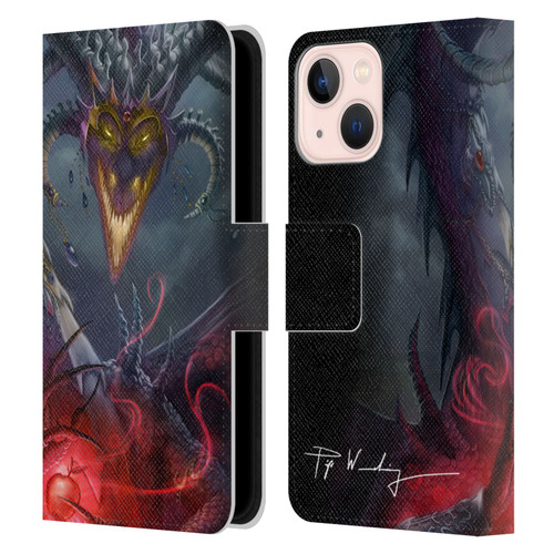 Piya Wannachaiwong Black Dragons Enchanted Leather Book Wallet Case Cover For Apple iPhone 13 Mini