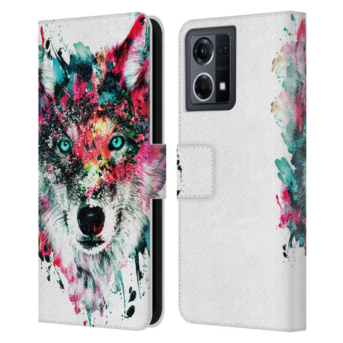 Riza Peker Animals Wolf Leather Book Wallet Case Cover For OPPO Reno8 4G
