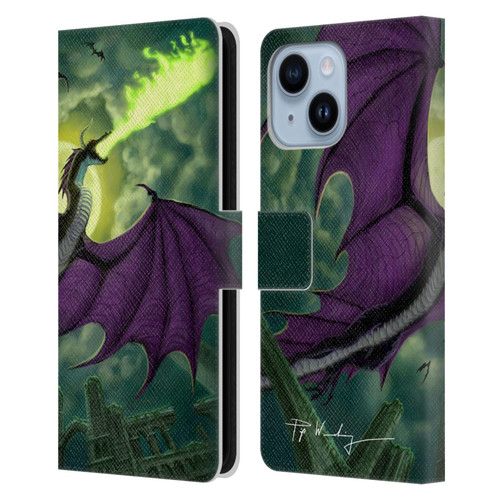 Piya Wannachaiwong Black Dragons Full Moon Leather Book Wallet Case Cover For Apple iPhone 14 Plus