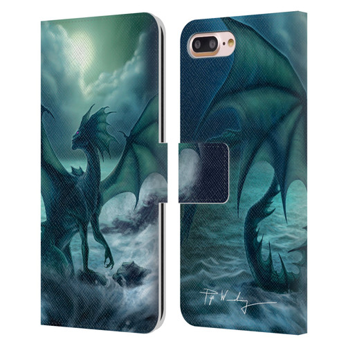 Piya Wannachaiwong Black Dragons Dark Waves Leather Book Wallet Case Cover For Apple iPhone 7 Plus / iPhone 8 Plus