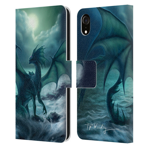 Piya Wannachaiwong Black Dragons Dark Waves Leather Book Wallet Case Cover For Apple iPhone XR