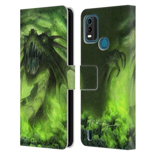 Piya Wannachaiwong Black Dragons Among Skulls Leather Book Wallet Case Cover For Nokia G11 Plus