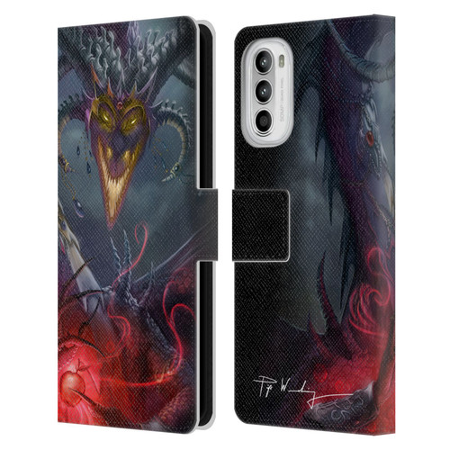 Piya Wannachaiwong Black Dragons Enchanted Leather Book Wallet Case Cover For Motorola Moto G52