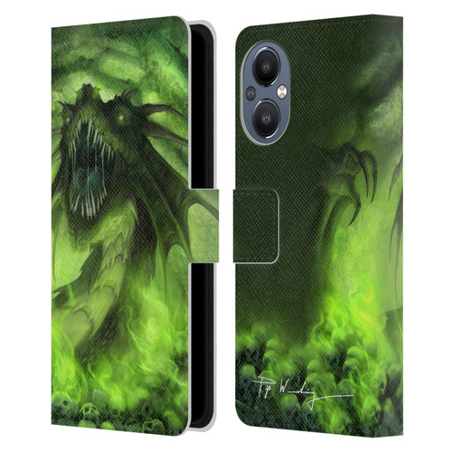 Piya Wannachaiwong Black Dragons Among Skulls Leather Book Wallet Case Cover For OnePlus Nord N20 5G