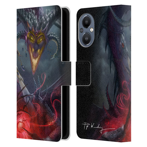 Piya Wannachaiwong Black Dragons Enchanted Leather Book Wallet Case Cover For OnePlus Nord N20 5G