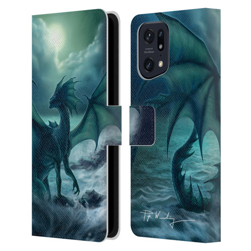 Piya Wannachaiwong Black Dragons Dark Waves Leather Book Wallet Case Cover For OPPO Find X5