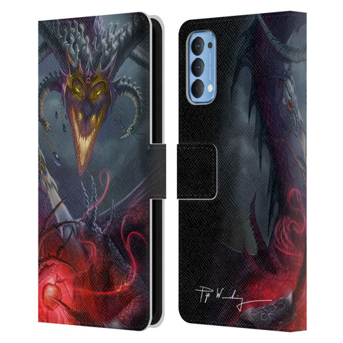 Piya Wannachaiwong Black Dragons Enchanted Leather Book Wallet Case Cover For OPPO Reno 4 5G