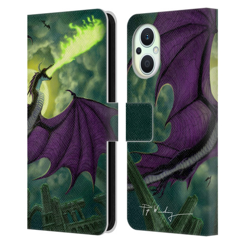 Piya Wannachaiwong Black Dragons Full Moon Leather Book Wallet Case Cover For OPPO Reno8 Lite