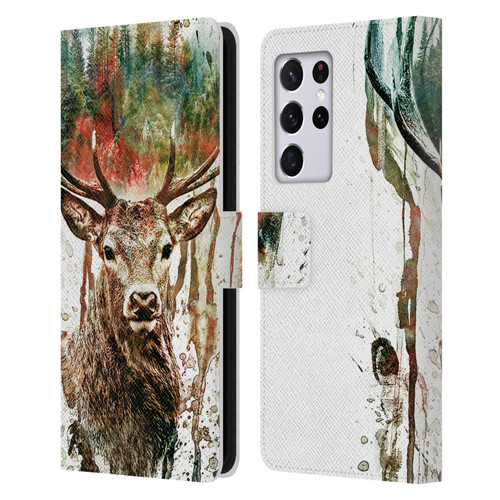 Riza Peker Animals Deer Leather Book Wallet Case Cover For Samsung Galaxy S21 Ultra 5G