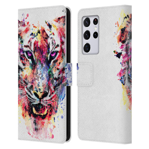 Riza Peker Animals Eye Of The Tiger Leather Book Wallet Case Cover For Samsung Galaxy S21 Ultra 5G
